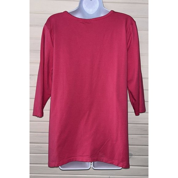 Quacker Factory Sz LARGE Pink Studded Sparkle Trapeze Hem Tunic Cottony EUC - Picture 6 of 9